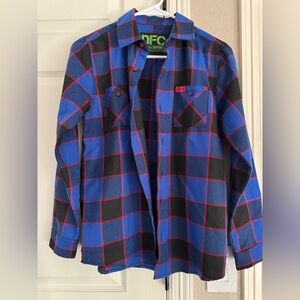 Blue and Black Plaid Button-Up Shirt
